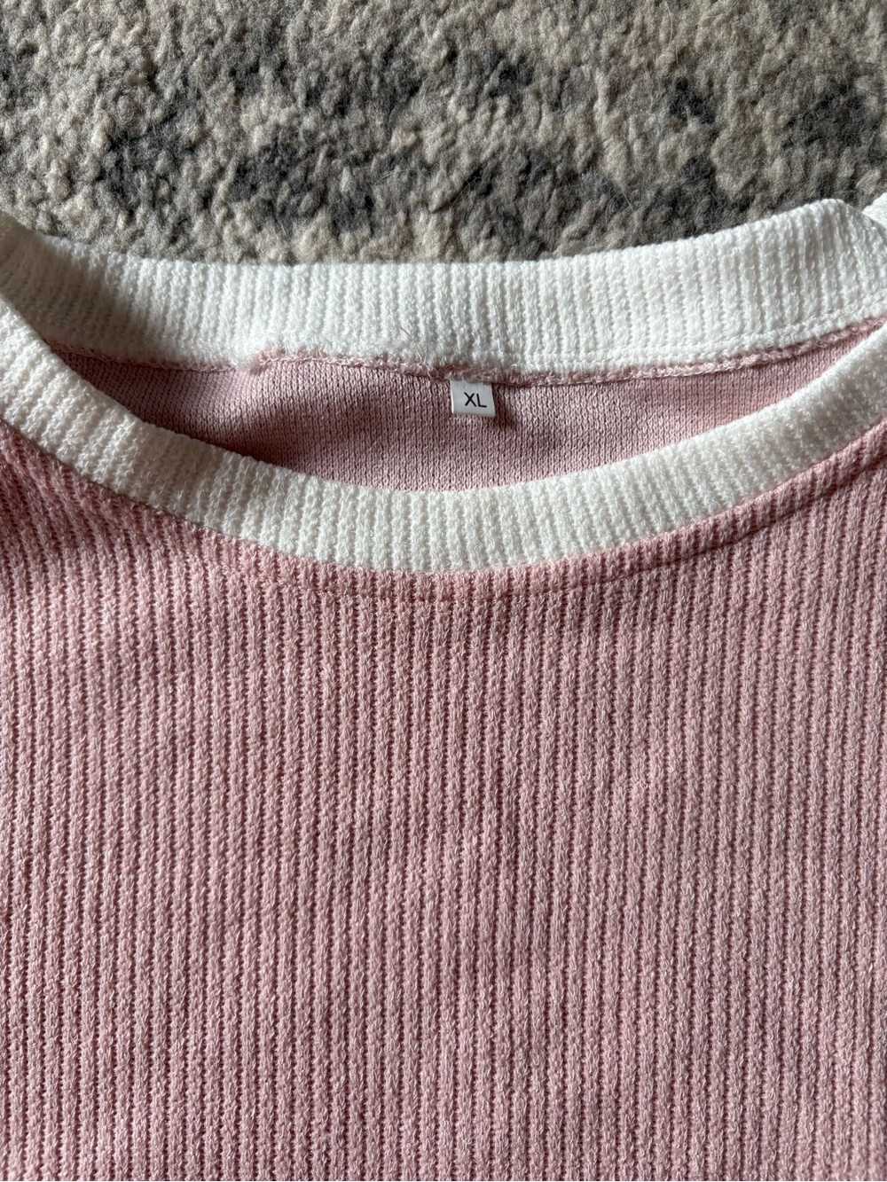 Pink Ribbed Sweater Set with White Trim - Picture 2 of 2